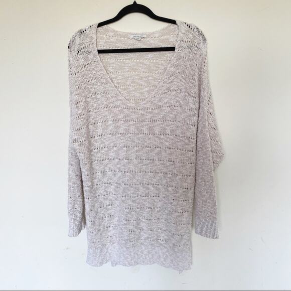 American Eagle | Open Knit Deep V Tunic Sweater - Picture 1 of 7